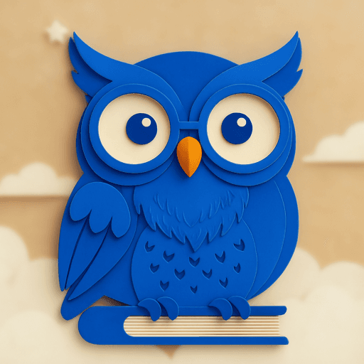 BookOwl mascot — a friendly blue owl representing the free reading tracker app